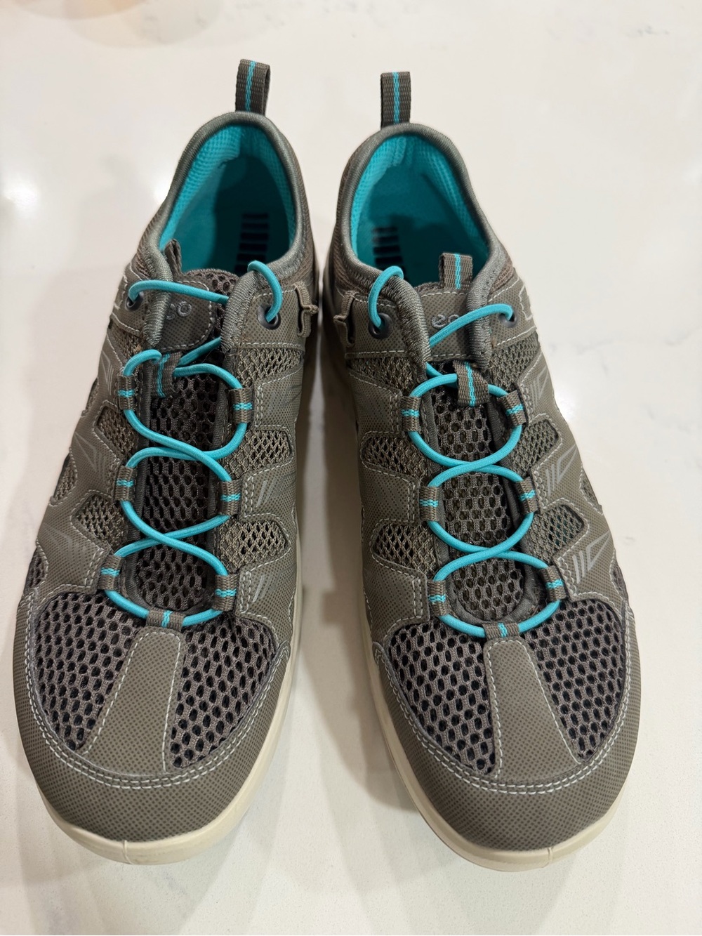 Ecco Women's Gray Sneakers with Aqua Accents
